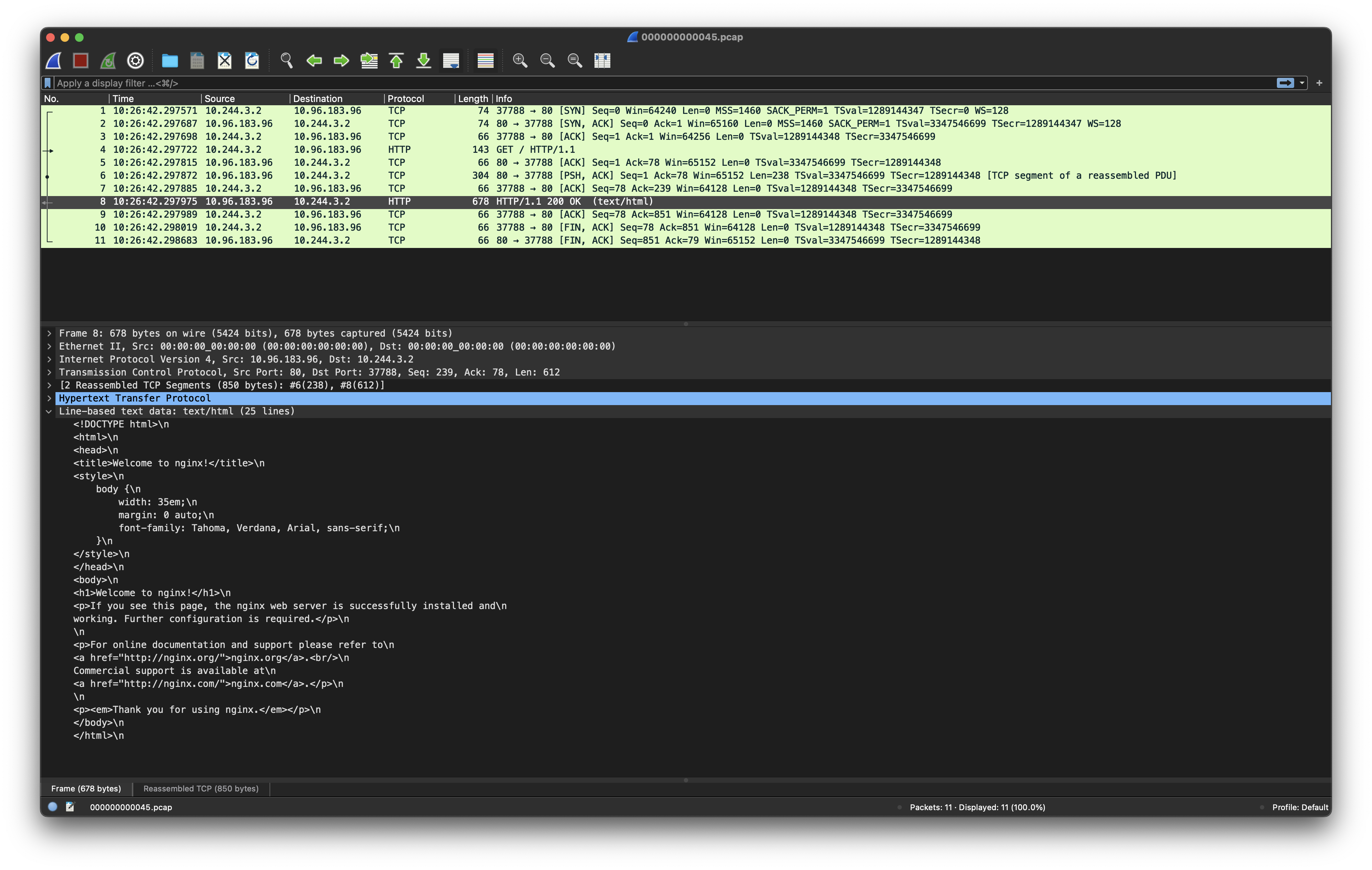 通过 Wireshark 查看下载的网络包